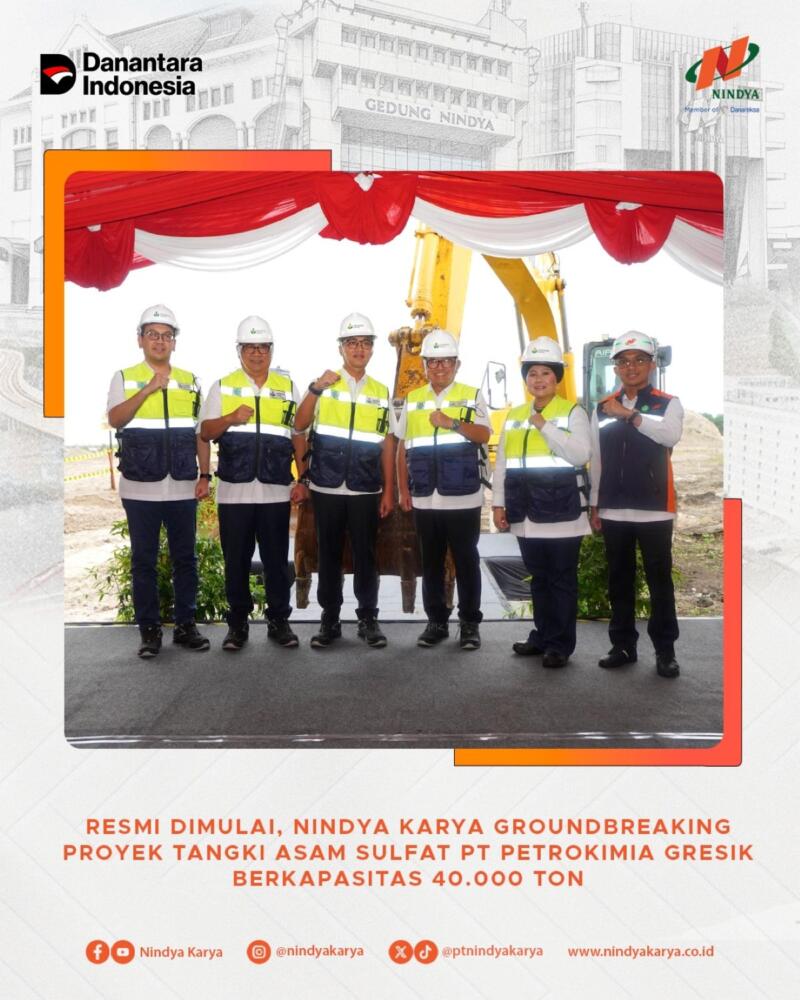 Nindya Karya Resmi Groundbreaking Tangki Asam Sulfat 40.000 Ton di Petrokimia Gresik