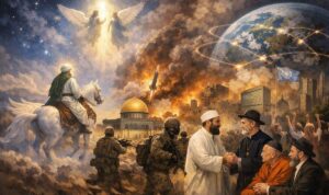 Ilustrasi Isra' Miraj dan Ketegangan Geopolitik )sumber Chat GPT)