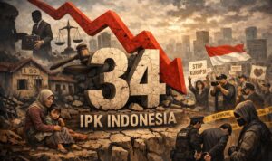 Ilustrasi anjloknya IPK Indonesia (sumber : ChatGPT Image)