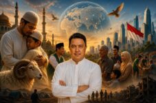 Amril Taufik Gobel & Latar belakang Ilustrasi Idul Adha (created by ChatGPT Image)
